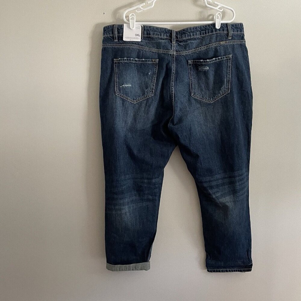 KanCan Womn 3XL Dark Wash Distressed Denim Relaxed High Rise Girlfriend Jean NWT - Picture 7 of 12